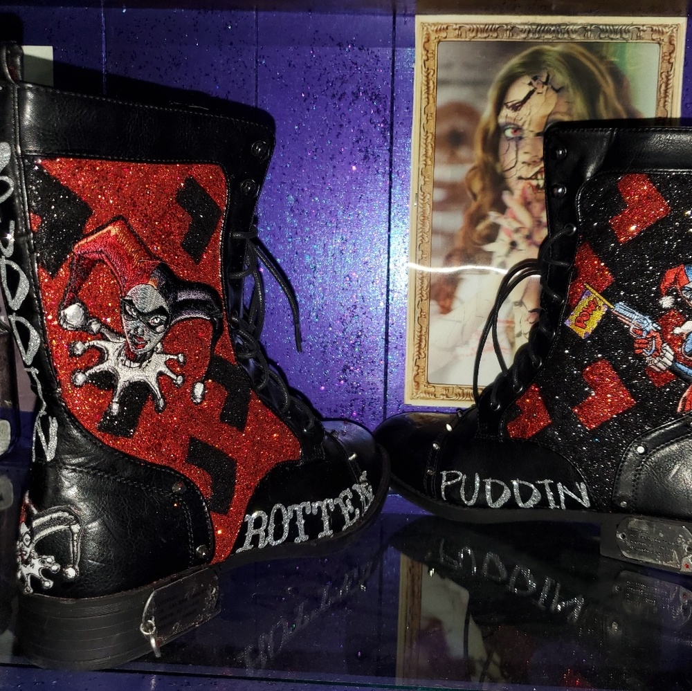 Custom designed "Harley Quinn " boots